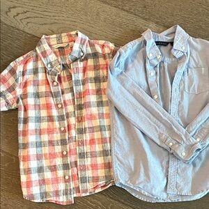 Janie and Jack Plaid and Light Blue Button-Down Shirts
